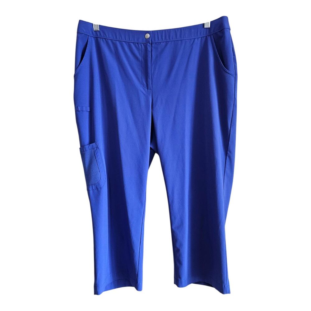 CHICO'S WEEKEND 2.5 Women 14 Crop Pants Periwinkle Snap Zip Quick Dry 35 x 21.5